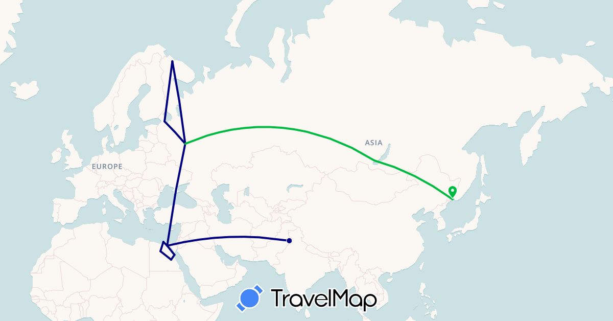 TravelMap itinerary: driving, bus in Egypt, Pakistan, Russia (Africa, Asia, Europe)